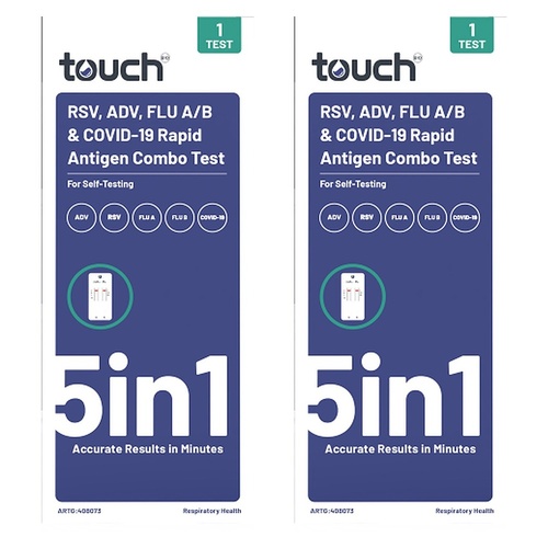TouchBio 5-in-1 RSV, ADV, Flu A/B & COVID-19 Rapid Antigen Test 1 Test Pack of 2
