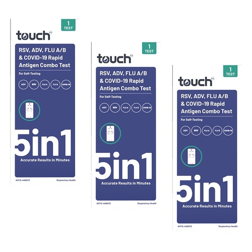 TouchBio 5-in-1 RSV, ADV, Flu A/B & COVID-19 Rapid Antigen Test 1 Test Pack of 3