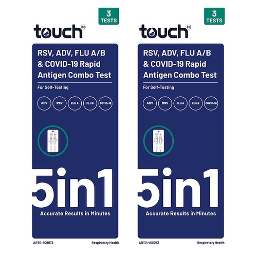 TouchBio 5-in-1 RSV, ADV, Flu A/B & COVID-19 Rapid Antigen Test 3 Pack of 2