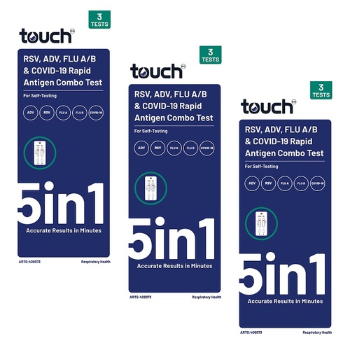 TouchBio 5-in-1 RSV, ADV, Flu A/B & COVID-19 Rapid Antigen Test 3 Pack of 3
