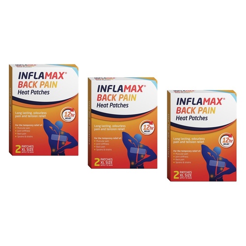 Inflamax Back Pain Heat Patches XL 2 Pack Bundle of 3