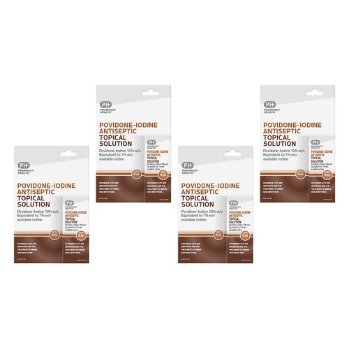 Pharmacy Health Antiseptic Topical Solution Povidone-Iodine 15mL Pack of 4