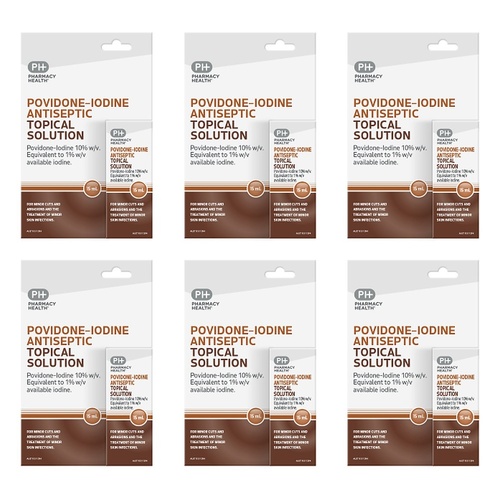 Pharmacy Health Antiseptic Topical Solution Povidone-Iodine 15mL Pack of 6