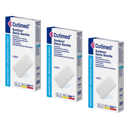 Cutimed Sorbion Sana Gentle Sterile Dressing 8.5cm x 8.5cm 10 Pack Bundle of 3