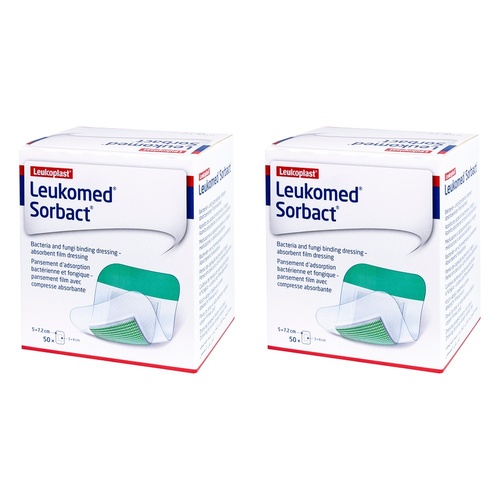 Leukomed Sorbact Sterile 5cm x 7.2cm 50 Pack Bundle of 2
