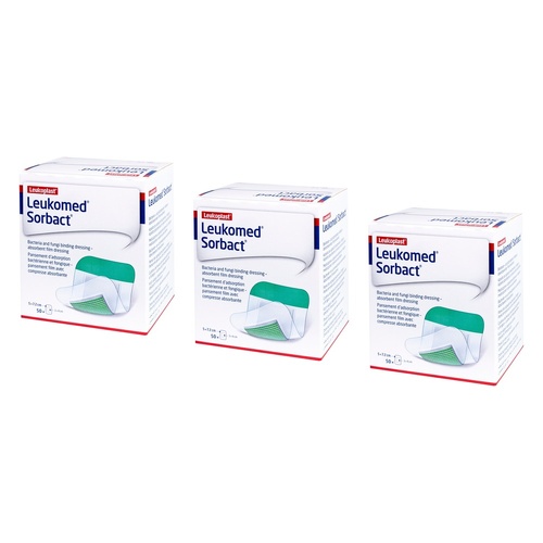 Leukomed Sorbact Sterile 5cm x 7.2cm 50 Pack Bundle of 3