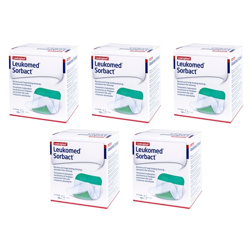 Leukomed Sorbact Sterile 5cm x 7.2cm 50 Pack Bundle of 5