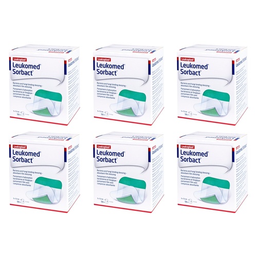 Leukomed Sorbact Sterile 5cm x 7.2cm 50 Pack Bundle of 6