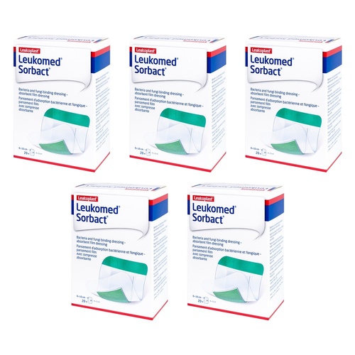 Leukomed Sorbact Sterile 8cm x 10cm 20 Pack Bundle of 5