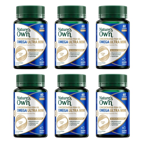 Nature's Own Concentrated Fish Oil Omega Ultra Mini 60 Capsules Pack of 6