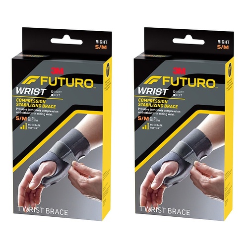 Futuro Compression Stabilizing Wrist Brace, Right Hand, Size S/M Pack of 2
