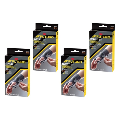 Futuro Compression Stabilizing Wrist Brace, Right Hand, Size S/M Pack of 4
