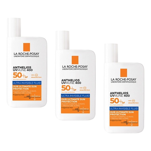 La Roche-Posay Anthelios UVMUNE 400 Ultra Invisible Fluid SPF50+ 50mL Pack of 3