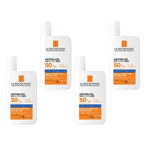 La Roche-Posay Anthelios UVMUNE 400 Ultra Invisible Fluid SPF50+ 50mL Pack of 4