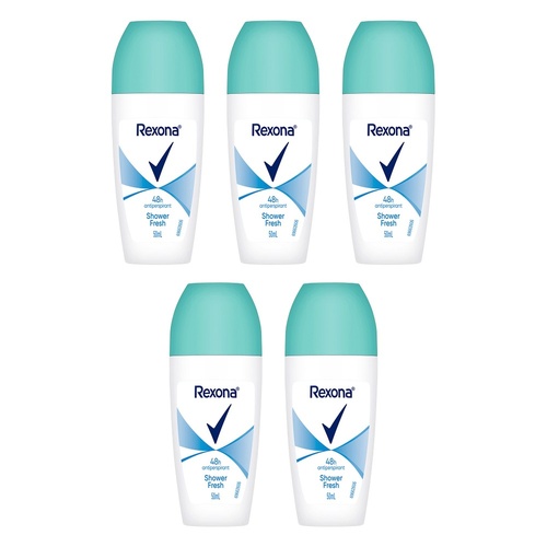 Rexona Antiperspirant Roll On Deodorant Shower Fresh 50mL Pack of 5