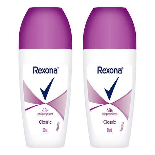 Rexona Antiperspirant Roll On Deodorant Classic 50mL Pack of 2