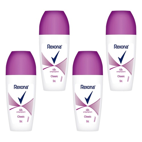 Rexona Antiperspirant Roll On Deodorant Classic 50mL Pack of 4