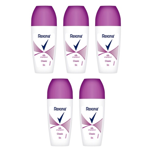 Rexona Antiperspirant Roll On Deodorant Classic 50mL Pack of 5