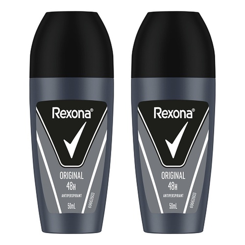 Rexona Men Antiperspirant Roll On Deodorant Original, 50mL Pack of 2