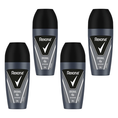 Rexona Men Antiperspirant Roll On Deodorant Original, 50mL Pack of 4