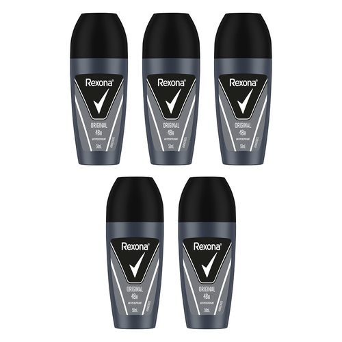 Rexona Men Antiperspirant Roll On Deodorant Original, 50mL Pack of 5