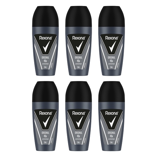 Rexona Men Antiperspirant Roll On Deodorant Original, 50mL Pack of 6