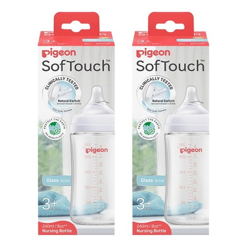 Pigeon SofTouch Glass Bottle 3+ Months 240mL Pack of 2