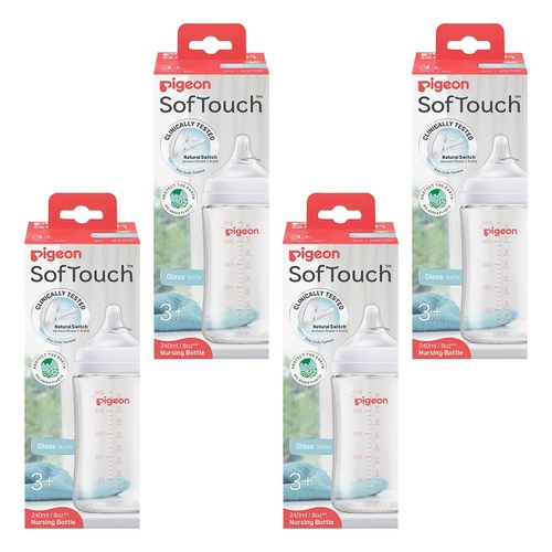 Pigeon SofTouch Glass Bottle 3+ Months 240mL Pack of 4