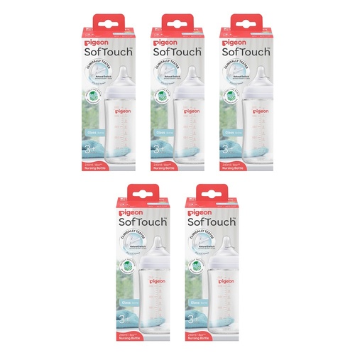 Pigeon SofTouch Glass Bottle 3+ Months 240mL Pack of 5
