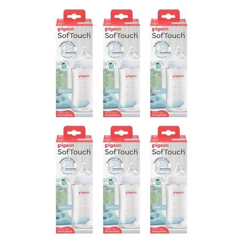 Pigeon SofTouch Glass Bottle 3+ Months 240mL Pack of 6
