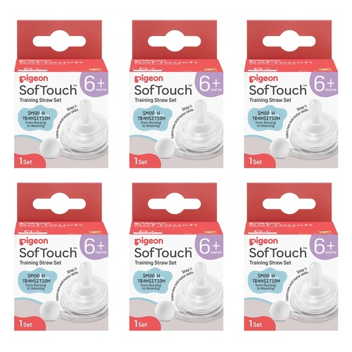 Pigeon SofTouch Training Straw Set 6+ Months Pack of 6