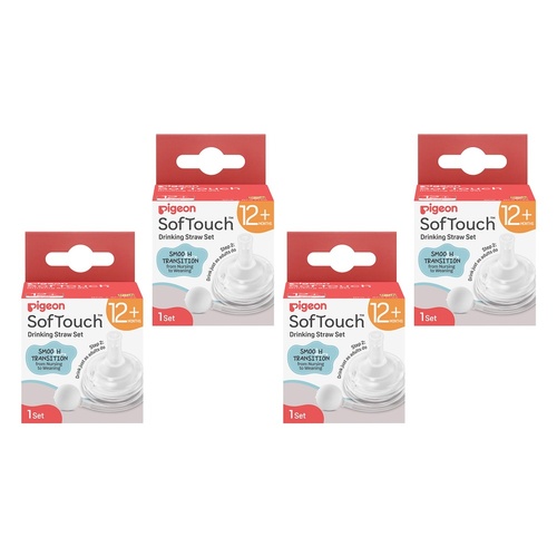 Pigeon SofTouch Drinking Straw Set 2+ Months Pack of 4
