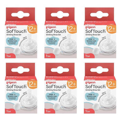 Pigeon SofTouch Drinking Straw Set 2+ Months Pack of 6