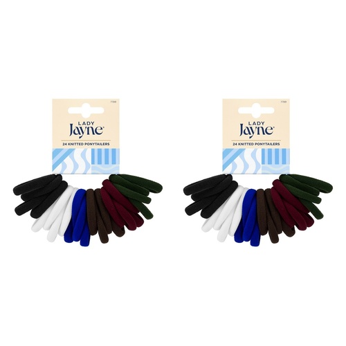 Lady Jayne School Soft Knitted Ponytailers 24 Pack Bundle of 2