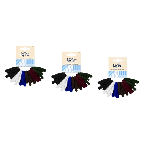Lady Jayne School Soft Knitted Ponytailers 24 Pack Bundle of 3