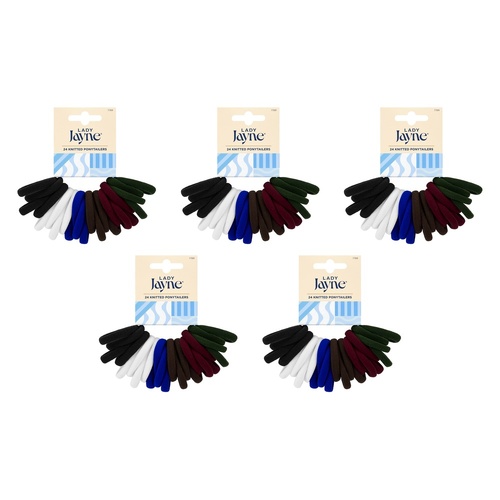Lady Jayne School Soft Knitted Ponytailers 24 Pack Bundle of 5