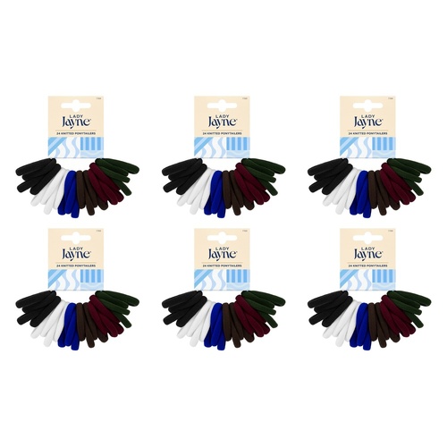 Lady Jayne School Soft Knitted Ponytailers 24 Pack Bundle of 6