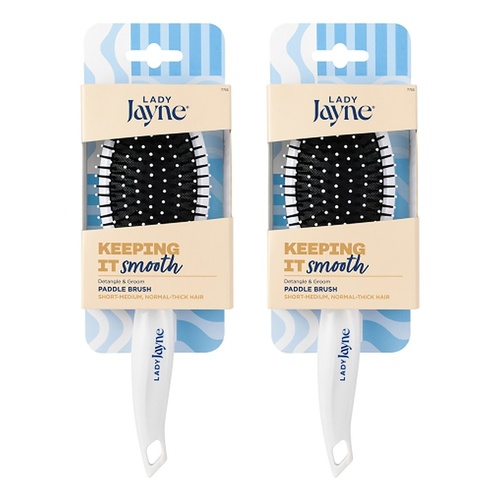 Lady Jayne Nylon Ball Tipped Cushion Paddle Brush Pack of 2