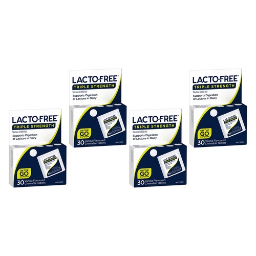 Lacto-Free Triple Strength 30 Chewable Tablets Pack of 4