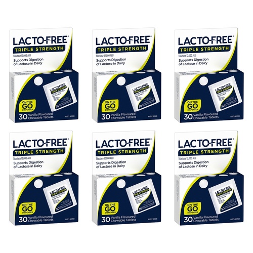 Lacto-Free Triple Strength 30 Chewable Tablets Pack of 6