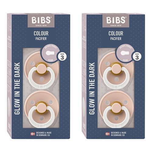 Bibs Colour Pacifier Glow in the Dark Blush Size 3 2 Pack Bundle of 2