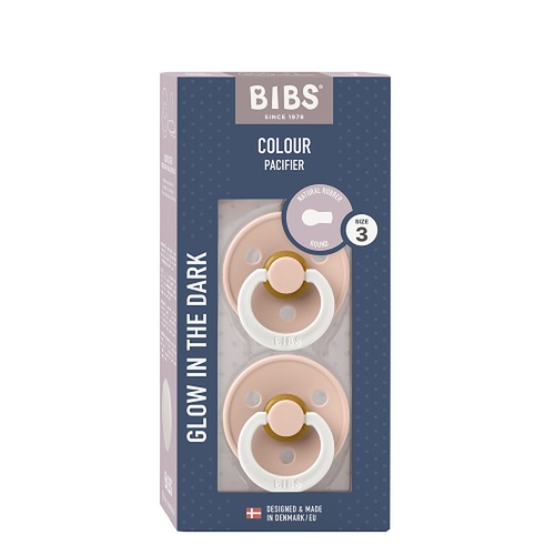 Bibs Colour Pacifier Glow in the Dark Blush Size 3 2 Pack