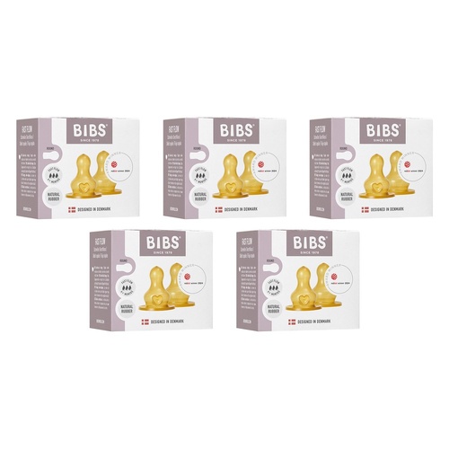 Bibs Bottle Nipple Round Latex Fast Flow 4+ Months 2 Pack Bundle of 5