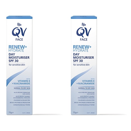 Ego QV Face Renew + Hydrate Day Moisturiser SPF30 75g Pack of 2