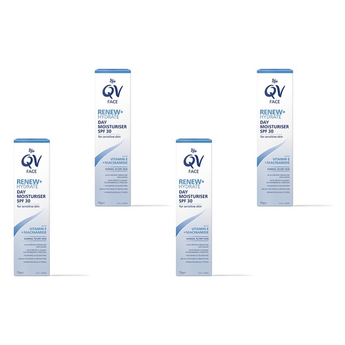 Ego QV Face Renew + Hydrate Day Moisturiser SPF30 75g Pack of 4