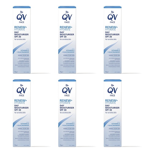 Ego QV Face Renew + Hydrate Day Moisturiser SPF30 75g Pack of 6