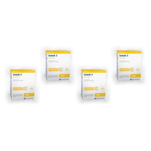 Unistik 3 Normal Lancets 23G 100 Pack Bundle of 4