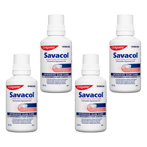 Colgate Savacol Antibacterial Mouth Rinse Mint 300mL Pack of 4