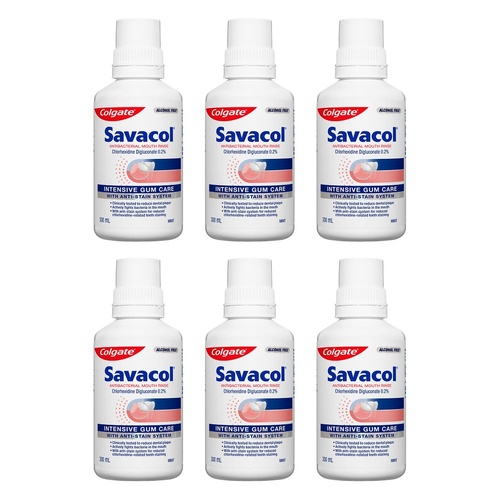 Colgate Savacol Antibacterial Mouth Rinse Mint 300mL Pack of 6