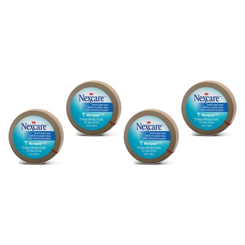 Nexcare Gentle Paper Tape Tan 12.7mm x 9.1m x 24 Bundle of 4